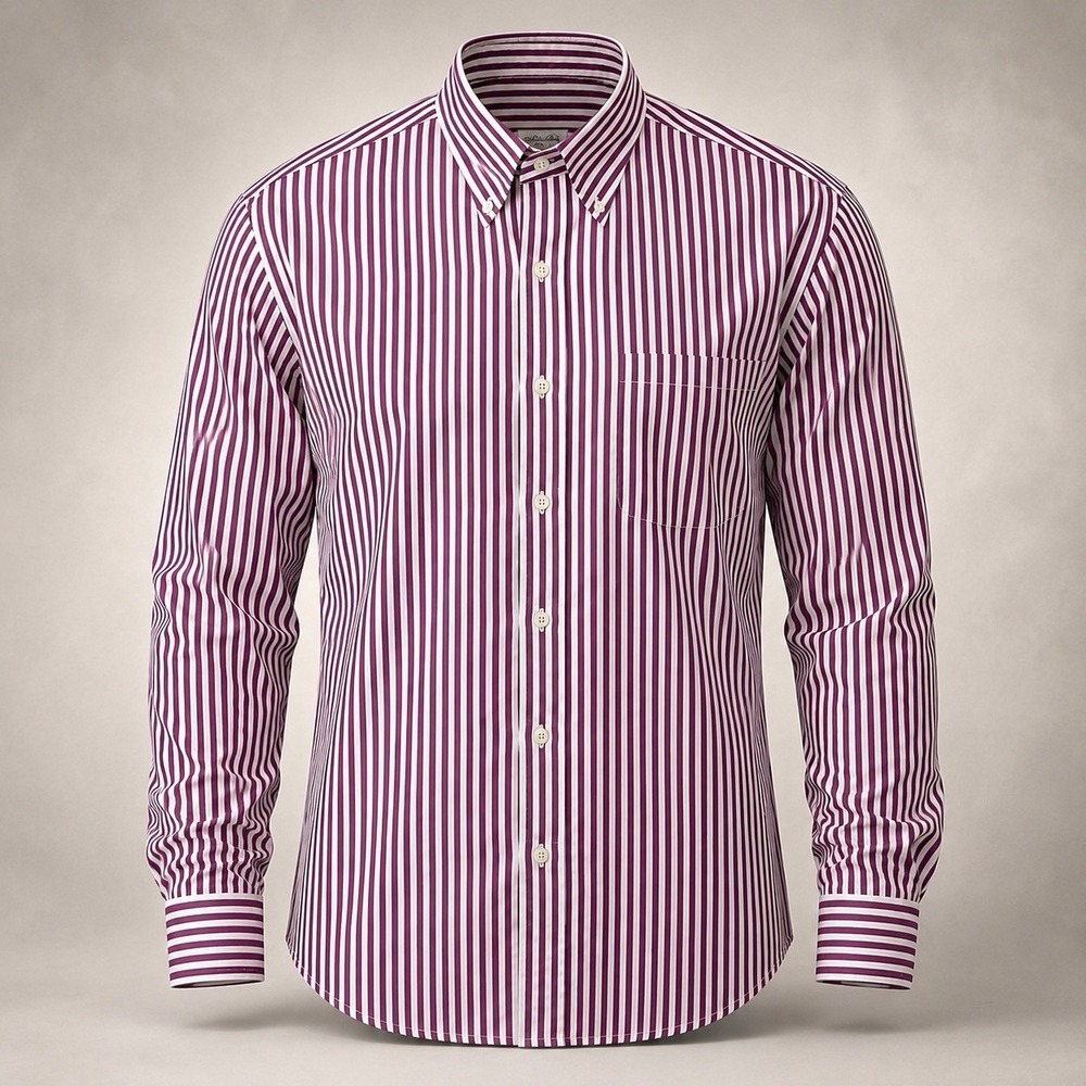 Vintage Brooks Brothers Mens L Sport Shirt Cotton Burgundy Stripe Button Down